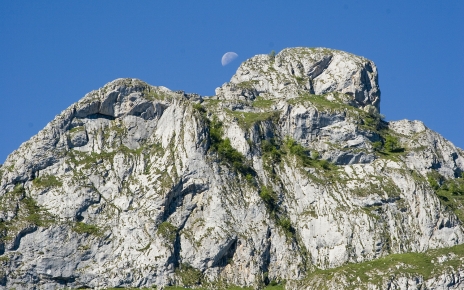 Liebana, suggesting mountains with moon over