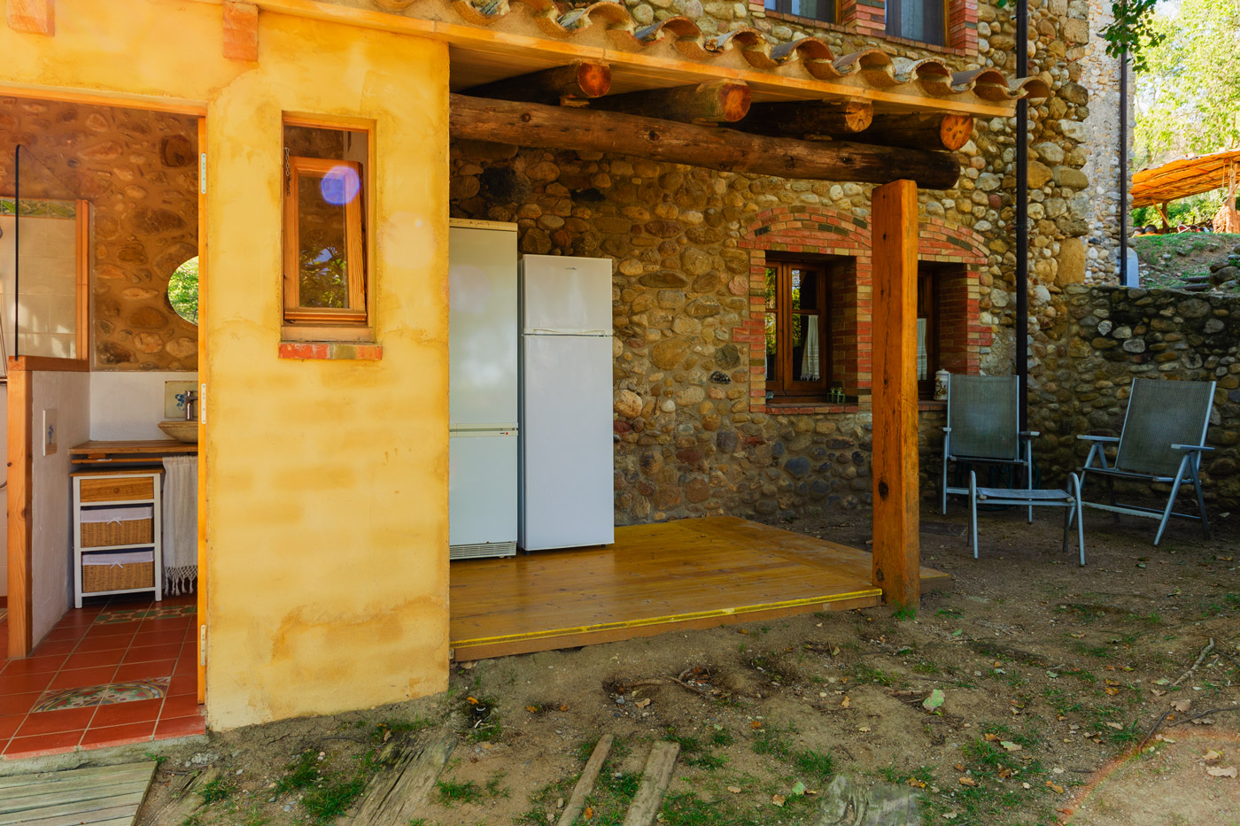 Outdoor fridges under porch