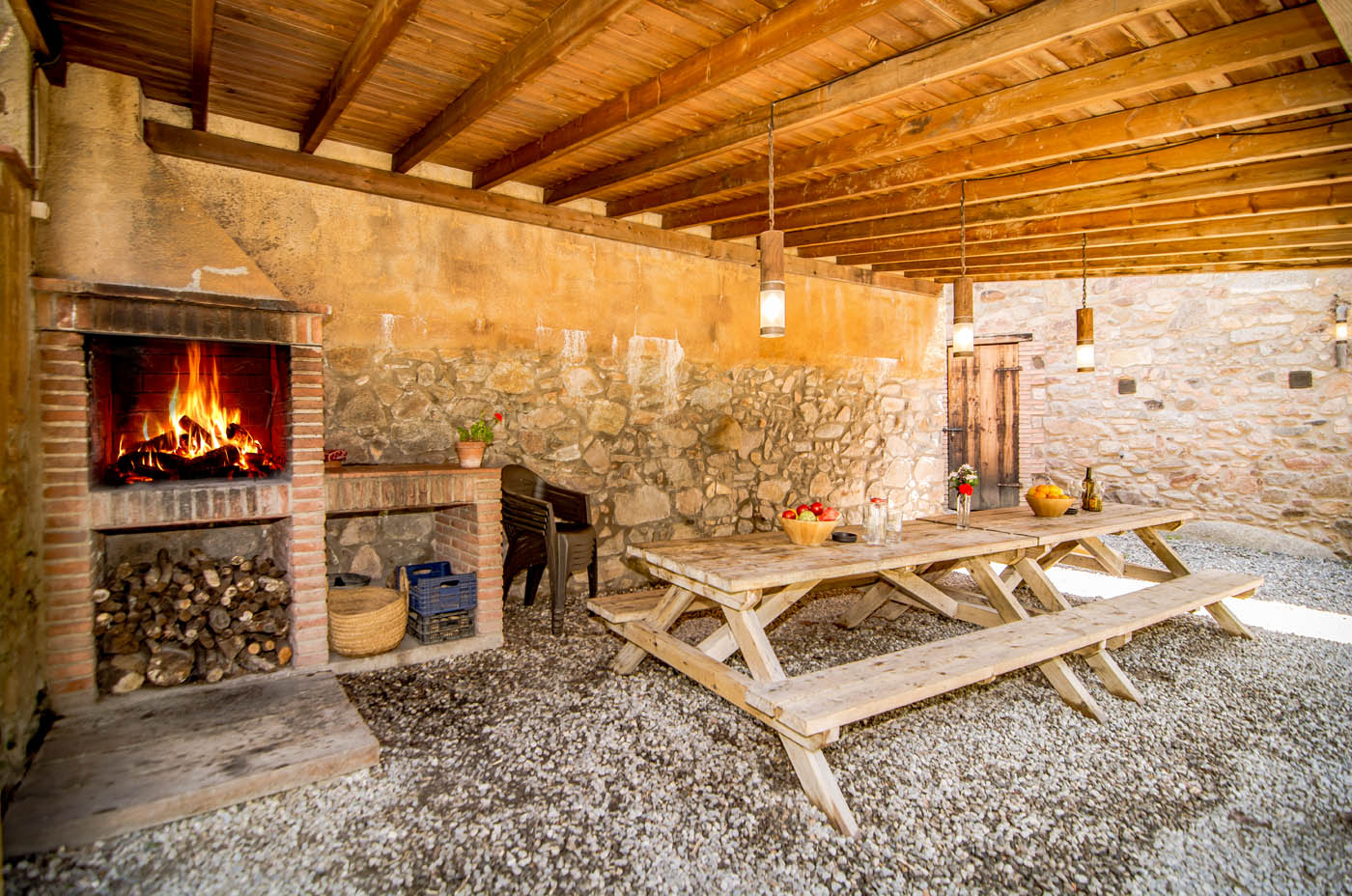 Pergola with built-in barbecue