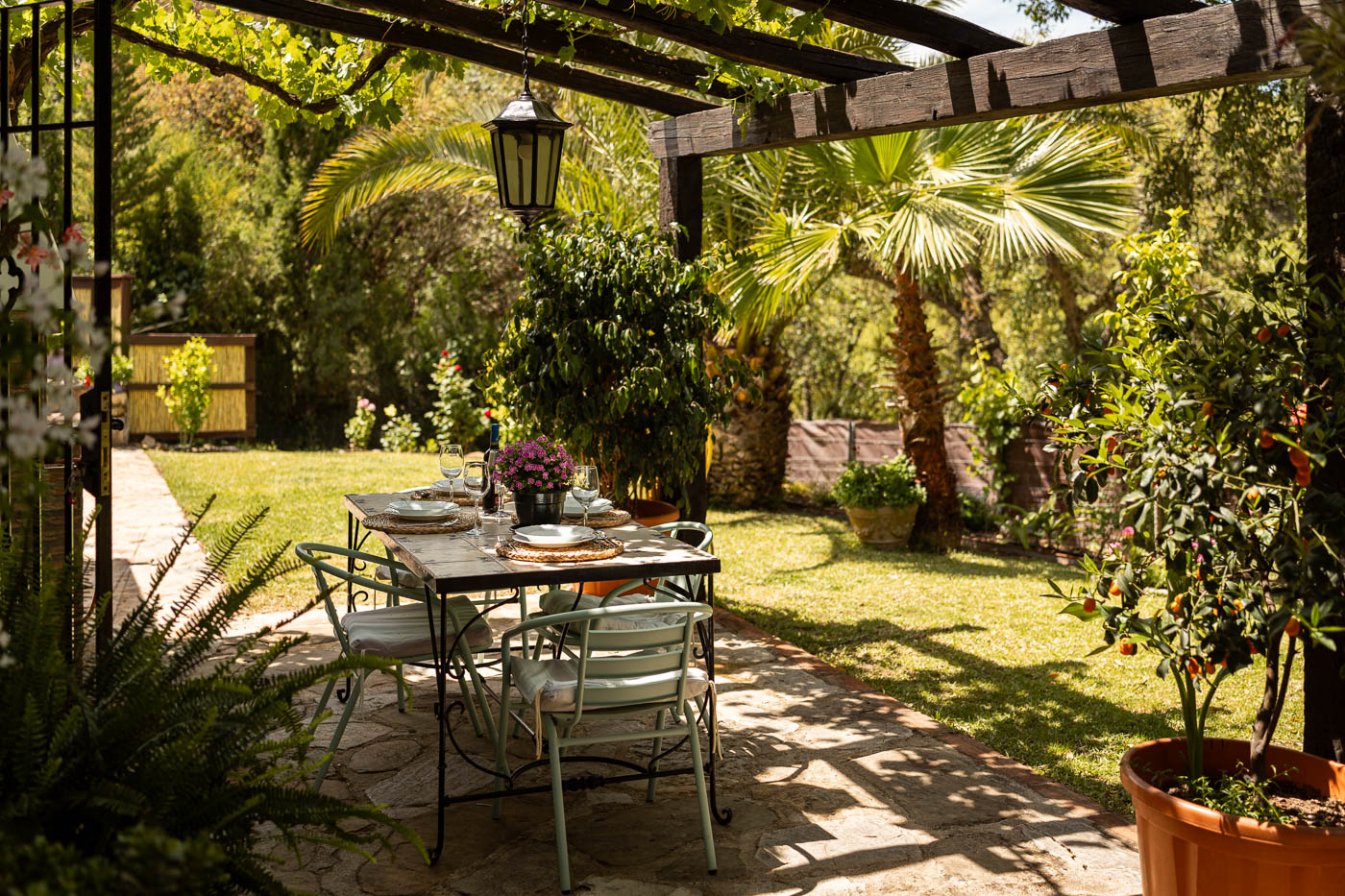 Pergola next to kitchen