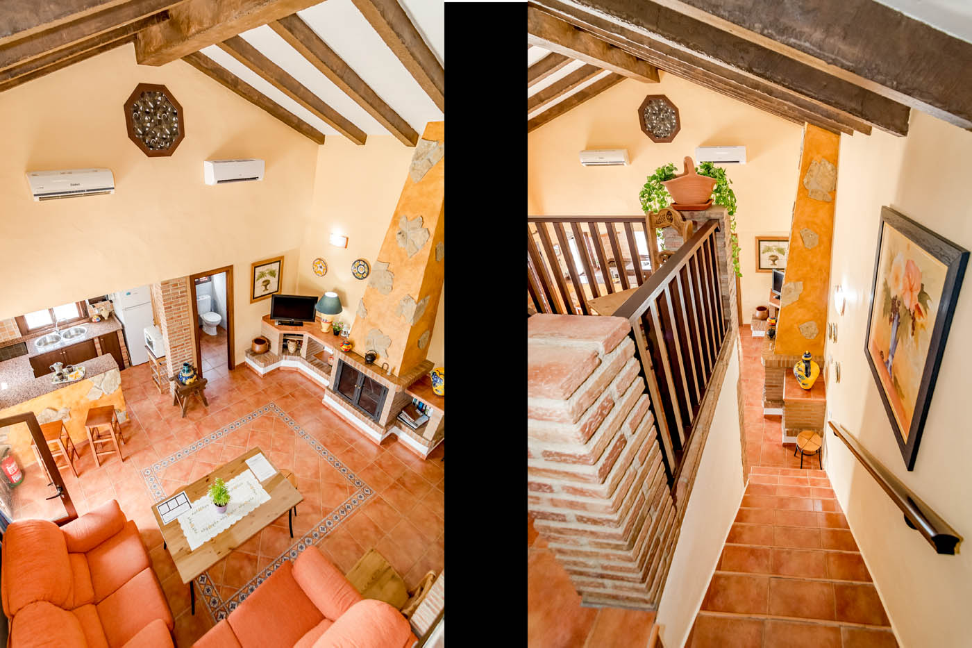 Open plan living and dining area | Steps to mezzanine 