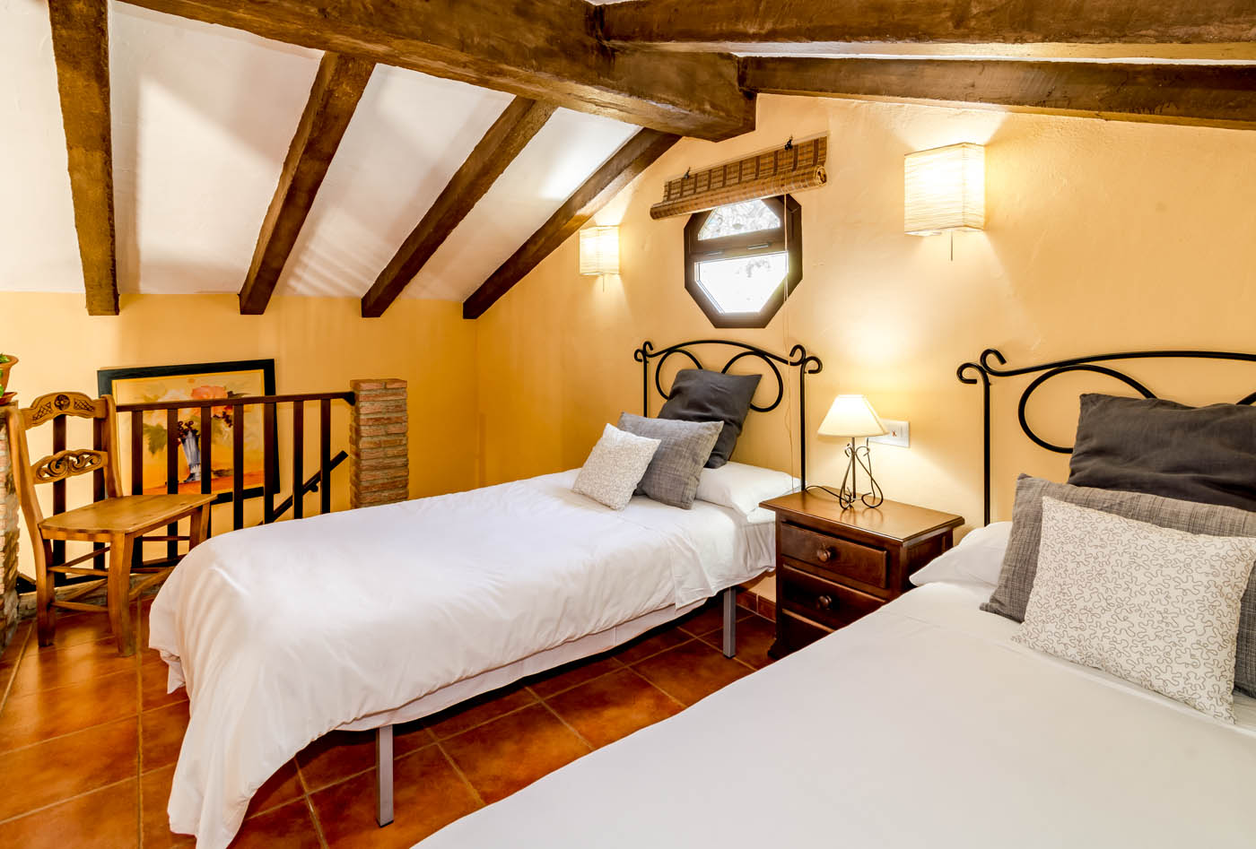 Mezzanine room has lower ceilings (best for children)