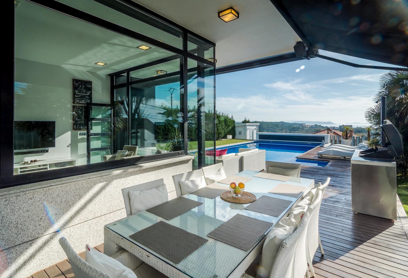 Shaded by automated awning system