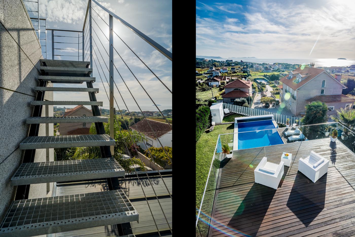 Steps to furnished solarium on 2nd floor