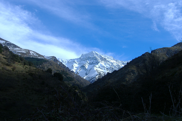 Winter in Sierra Nevada: northern face of Alcazaba mountain