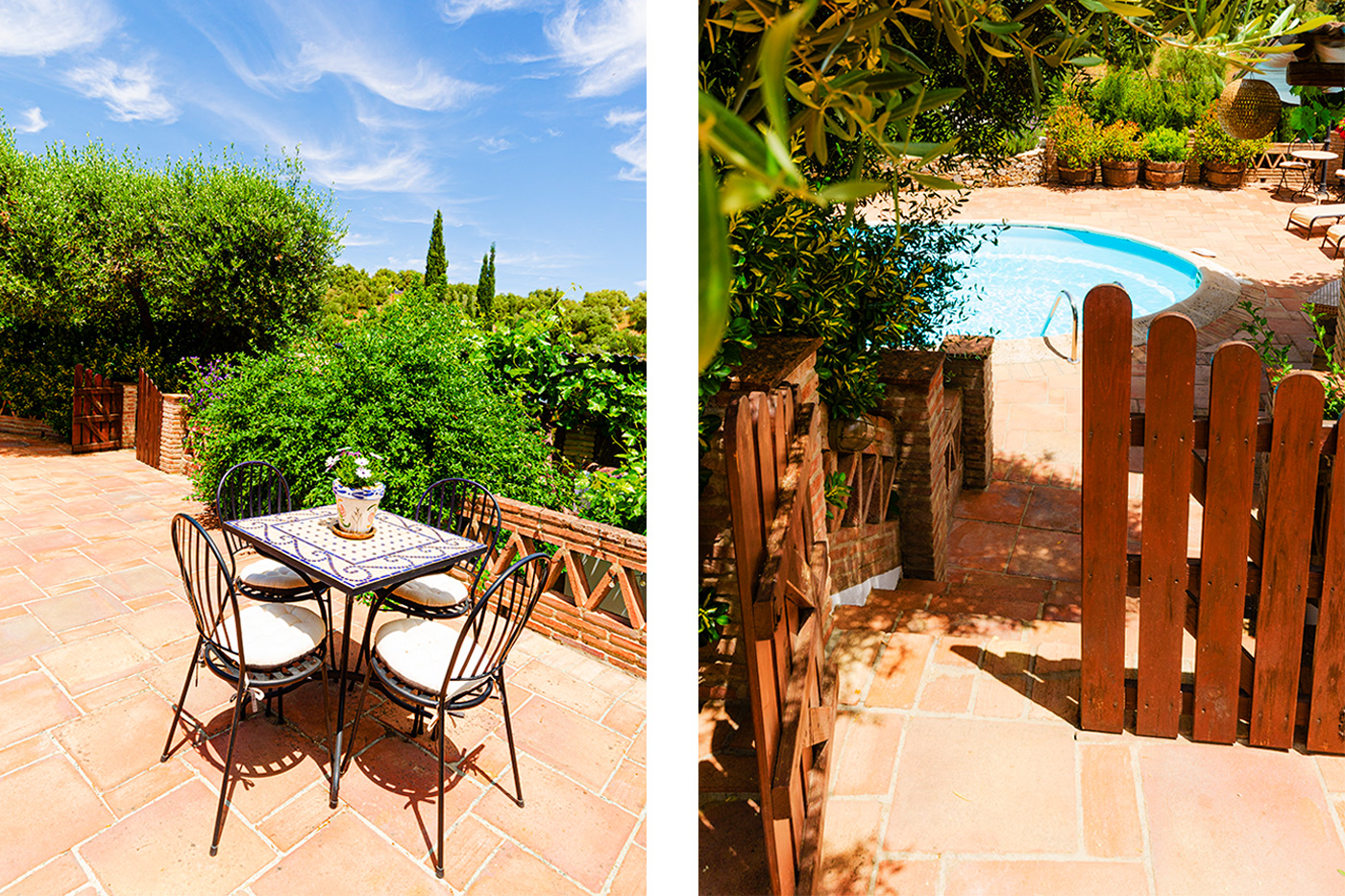 Terrace and steps down to pool