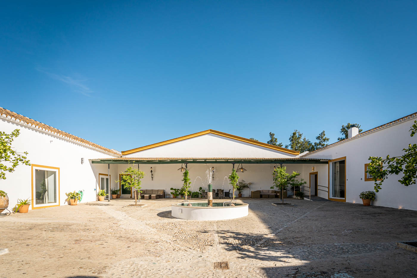 Events room (left), villa with bedrooms (right)