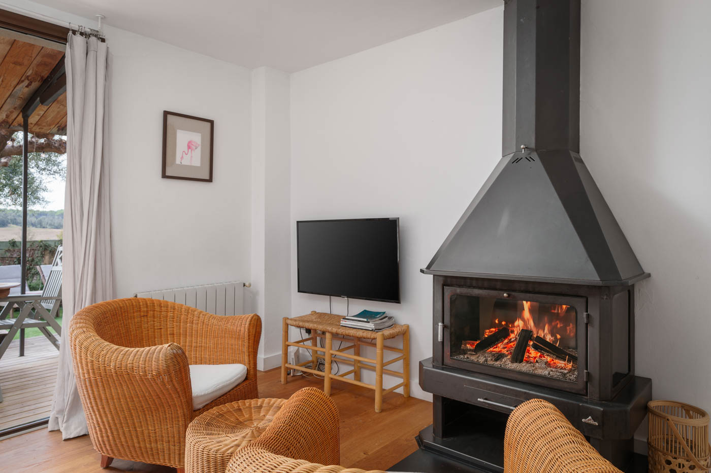 Living area with wood burner