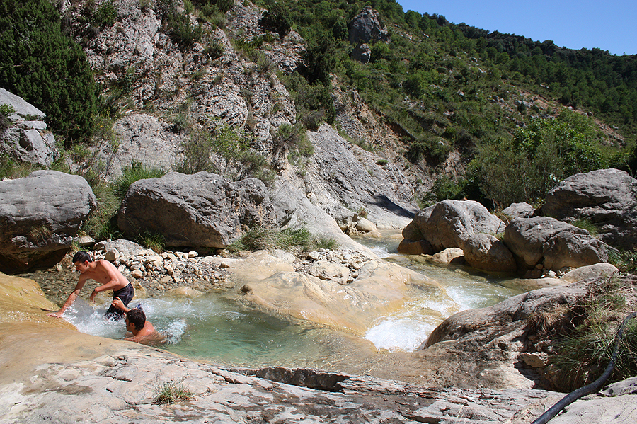 Playing in the nearby rivers
