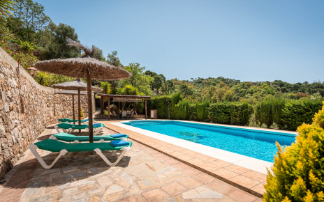 Piscina y zona para tomar el sol