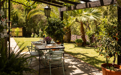 Pergola next to kitchen