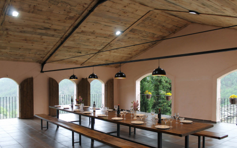 Dining room / terrace with barbceue, fridge, sink etc