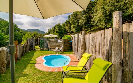 Fenced paddling pool is 10 metres from main pool