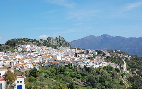 Gaucin village under its castle faces down to the Mediterranean Sea