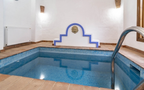 Filtered pool with ladder