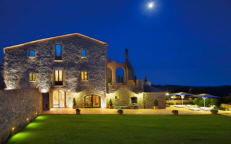 The west side gardens at night