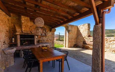 Barbecue area is has lights for evening meals