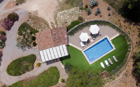 Pool area seen from a drone