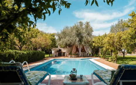 Good sized pool and amazing gardens